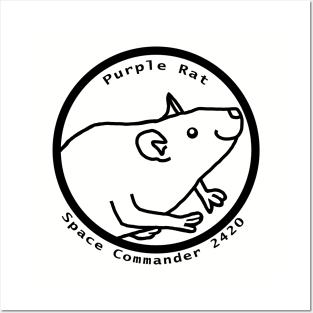 Portrait of Space Commander Purple Rat Outline Posters and Art